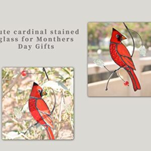 Lolitarcrafts Bigger Cardinal Stained Glass Window Hangings Cute Birds Suncathers for Window Monthers Day Gifts