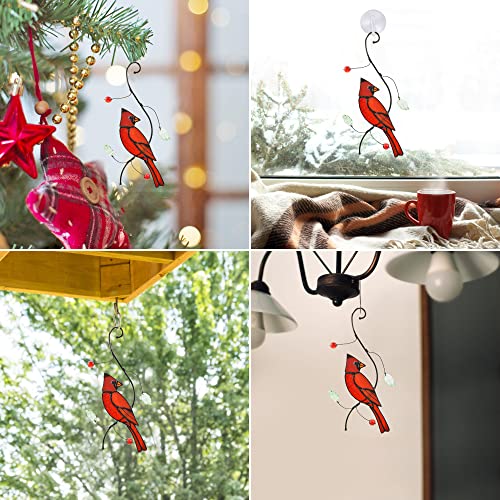 Lolitarcrafts Bigger Cardinal Stained Glass Window Hangings Cute Birds Suncathers for Window Monthers Day Gifts