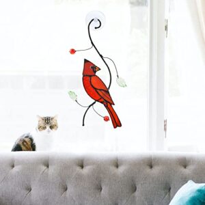 Lolitarcrafts Bigger Cardinal Stained Glass Window Hangings Cute Birds Suncathers for Window Monthers Day Gifts