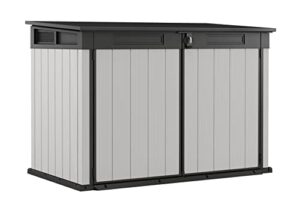 keter premier jumbo 6.2 x 4.3 ft. outdoor resin horizontal storage shed for outdoor yard and garbage bin storage