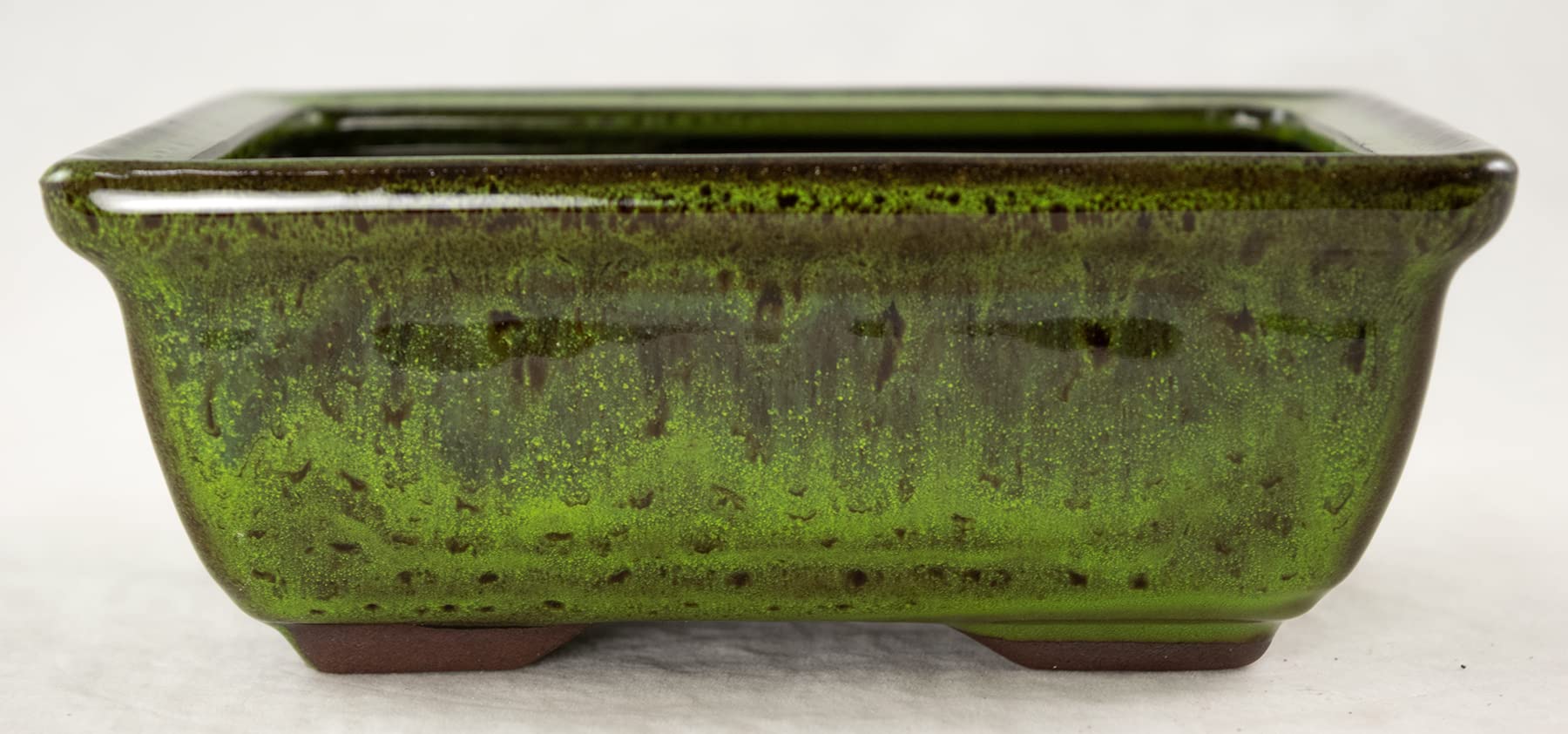 Calibonsai 6inch Rectangular Moss Green Shohin Bonsai/Succulent Pot + Tray + Rock + Mesh Combo, Blue,green