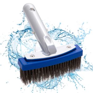 fimimo 5.5" stainless steel bristles pool brush, swimming pool brushes with handles for cleaning pool walls, tile, floors to fit most poles