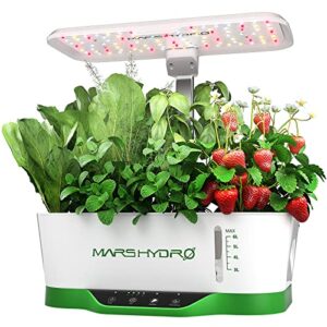 mars hydro 12 pods hydroponics growing system indoor garden with 9l large water tank, herb plant germination kits with full spectrum led grow light,perfect gardening gift for women