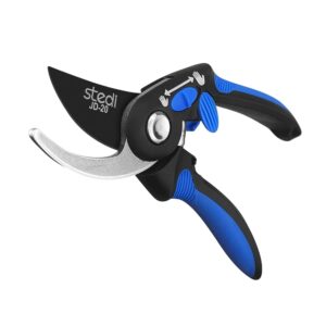 stedi 8.5 inch professional garden scissors heavy duty, sharp pruning shears, sk-5 carbon steel garden clippers, with safety lock and non-slip handle, for cutting flowers/plants/bonsai