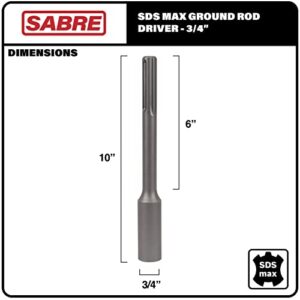 Sabre Tools 3/4 Inch SDS MAX Ground Rod Driver Bit for use with Rotary Hammer Drill (3/4" Ground Rod Driver)