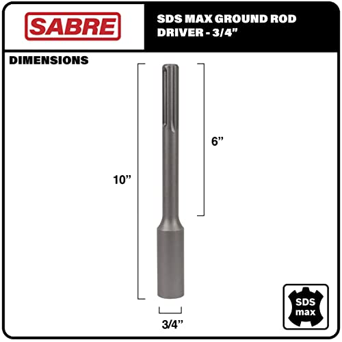 Sabre Tools 3/4 Inch SDS MAX Ground Rod Driver Bit for use with Rotary Hammer Drill (3/4" Ground Rod Driver)