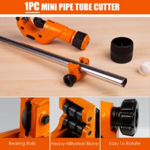 MATEWORK Pipe Cutter - Fast Tubing Cutter Set with Mini Cutter & Deburring Tool, Pipe Cutter Tool for Cutting 3/16" to 2" Aluminum Copper PVC Stainless Steel Tube, for Plumber and Home Working, 3PCS