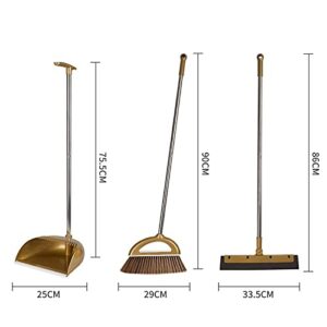 LTHTX 35" Long Handled Outdoor Dustpan and Brush Set, Foldable Broom Cleaning Set for Schools Hotel Hospital Upright Sweep (gold-2set)