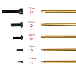 Hobbyfire Titanium 1/4" Drive RC Hex Driver Bit Set 1.27mm 1.5mm 2.0mm 2.5mm 3.0mm Allen Wrench Keys Compatible with Electric Drills Impact Drill (5-Pack)