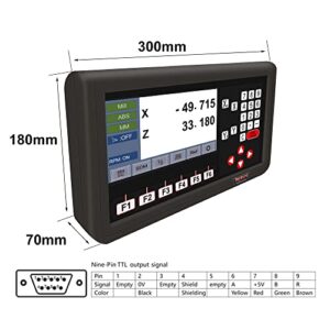 LCD Screen 2 Axis Digital Readout Display High Accuracy Magnetic Scale Encoder 1um Resolution 320mm and 5um Resolution 1020mm ((12"x40") for Lathe Machine