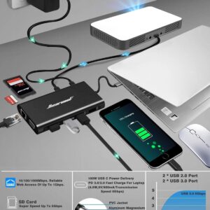 Hiearcool Docking Station,11IN1 USB C Docking Station,Dual Monitor Laptop Docking Station USB C Dock for Dell HP Lenovo Universal Docking Station for Office and Work from Home