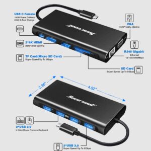 Hiearcool Docking Station,11IN1 USB C Docking Station,Dual Monitor Laptop Docking Station USB C Dock for Dell HP Lenovo Universal Docking Station for Office and Work from Home