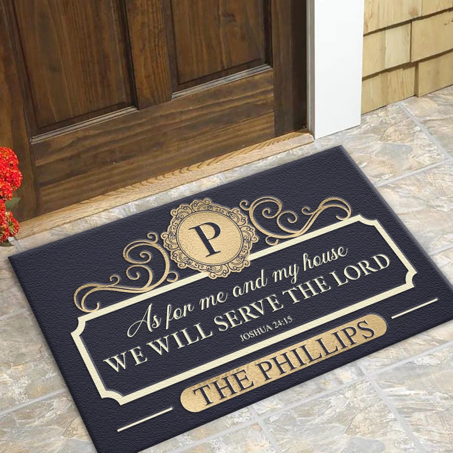 Faithgee As for Me and My House We Will Serve The Lord Doormat Personalized Religious Door Mats for Inside and Outside Entry As for Me and My Home We Will Serve The Lord Doormat 24x36 inch