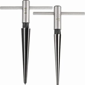 faneta t handle taper reamer set 3-13mm(1/8''-1/2'') & 5-16mm(½"-5/8") bridge pin hole hand held tapered reamers 6 fluted chamfer reaming guitar woodworker luthier tool (set of 2)