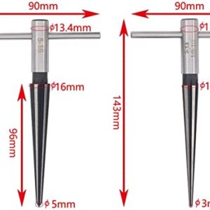 Faneta T Handle Taper Reamer Set 3-13mm(1/8''-1/2'') & 5-16mm(½"-5/8") Bridge Pin Hole Hand Held Tapered Reamers 6 Fluted Chamfer Reaming Guitar Woodworker Luthier Tool (Set of 2)