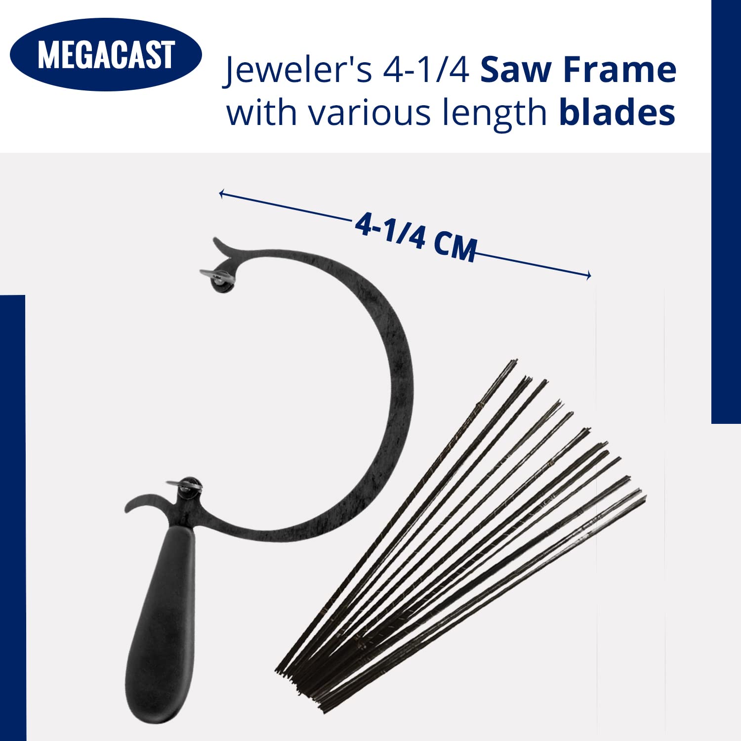 Megacast CURVED JEWELERS SAW FRAME with 144 ASSORTED JEWELERS SAW BLADES