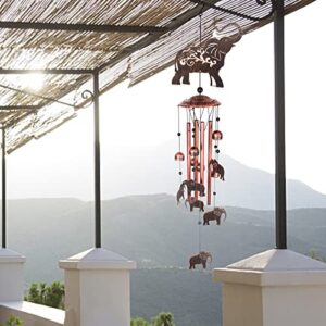 Iwaiting Outdoor Elephant Wind Chimes for Outside with Relaxing Rich Sound, Memorial Windchimes Gifts for Mom,Great Gift for Your Own Patio, Porch, Garden, and Backyard.