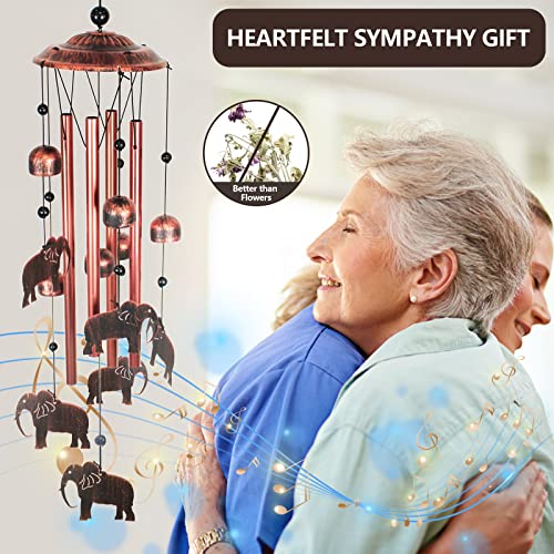 Iwaiting Outdoor Elephant Wind Chimes for Outside with Relaxing Rich Sound, Memorial Windchimes Gifts for Mom,Great Gift for Your Own Patio, Porch, Garden, and Backyard.