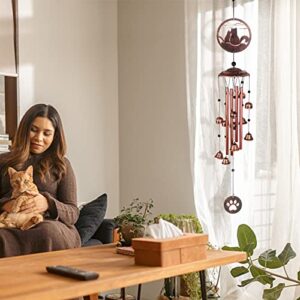 Iwaiting Outdoor Cat Wind Chimes for Outside with Relaxing Rich Sound, Memorial Windchimes Gifts for Mom,Great Gift for Your Own Patio, Porch, Garden, and Backyard.