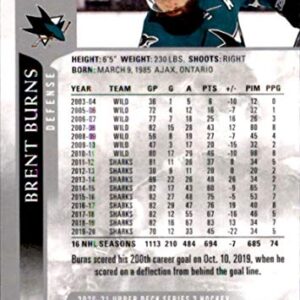 2020-21 Upper Deck #396 Brent Burns San Jose Sharks NHL Hockey Series 2 Base Trading Card