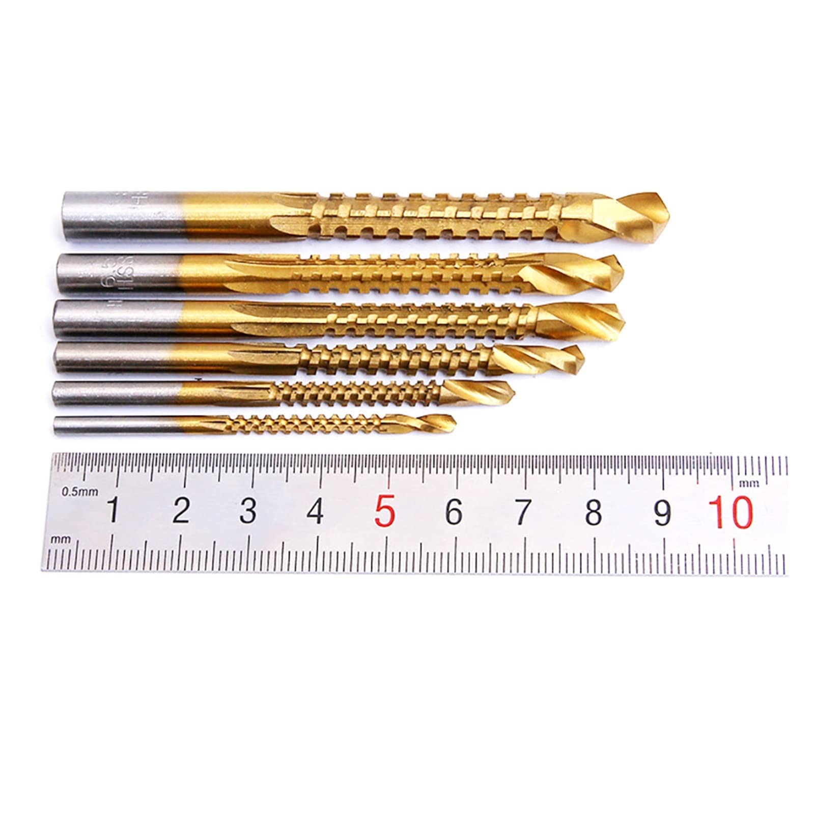 Surface Milling Cutter 6pcs/set Serrated Drill Bit Twist Drill Household Metal Punching Woodworking Reaming Multifunctional Hand Drill 3mm-8mm