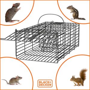 BLACK+DECKER Rat Trap- Rat Traps Indoor & Outdoor- Humane Mouse Trap Cage- Live Animal Trap for Squirrels Chipmunks and Other Small Rodents- Catch and Release No Kill Mouse Traps