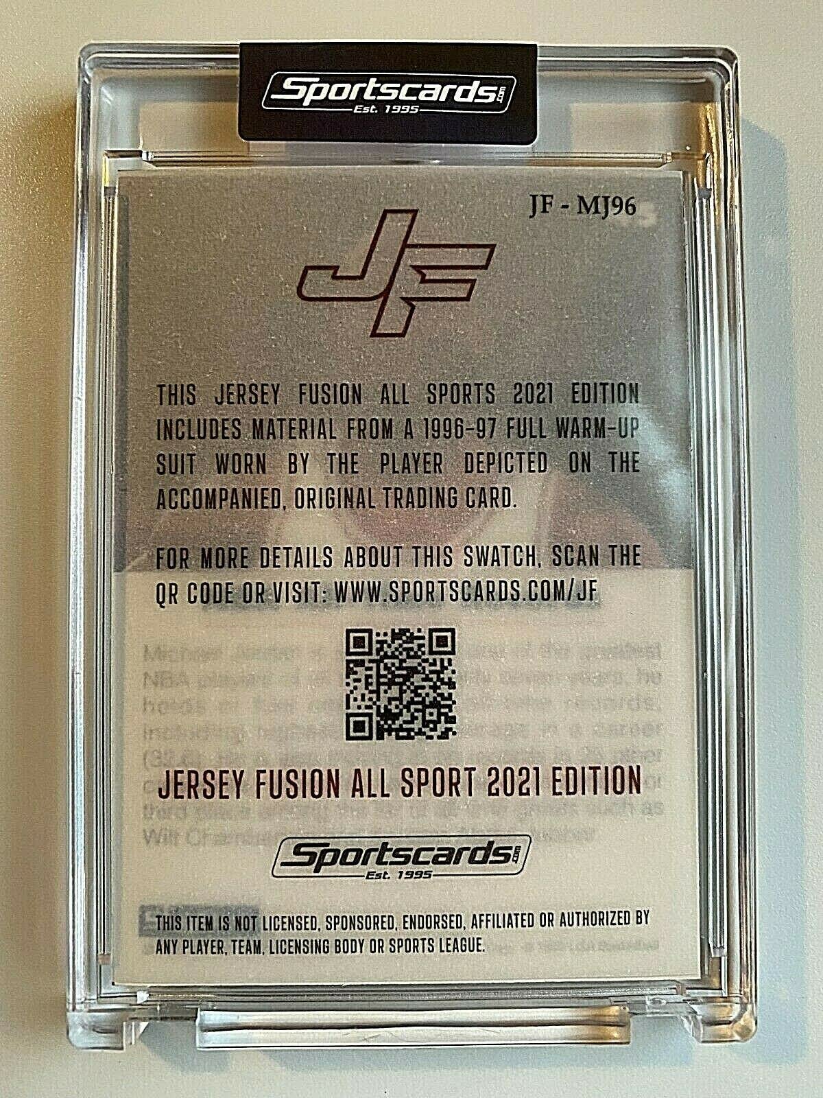 2021 Sportscards Jersey Fusion #MJ96 Michael Jordan Game Used Jersey Card SEALED