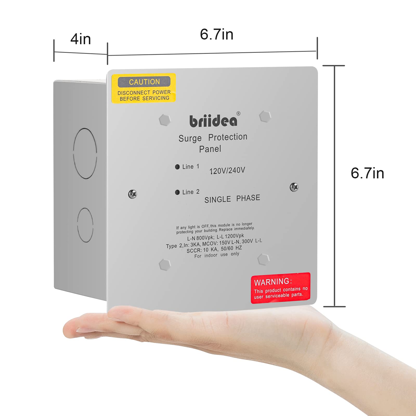 Whole House Surge Protector, Briidea Type 2 Single Phase 120/240 Volt Panel Whole House Surge Protection, Light Commercial/Residential Grade, in NEMA 1 Enclosure