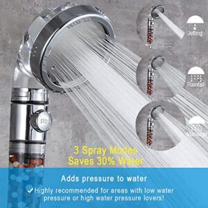 Vacto High Pressure Handheld Shower Head with Filter, Shower Head Kits with Hose and Bracket, Hard Water Softener Water Purifying Filtered Showerheads with Filter Beads