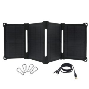 xinpuguang solar charger foldable 28w protable solar panel etfe monocrystalline with 2 usb output ports outdoor camping hiking travel for ipad, cell phone and more 5v device(28w)