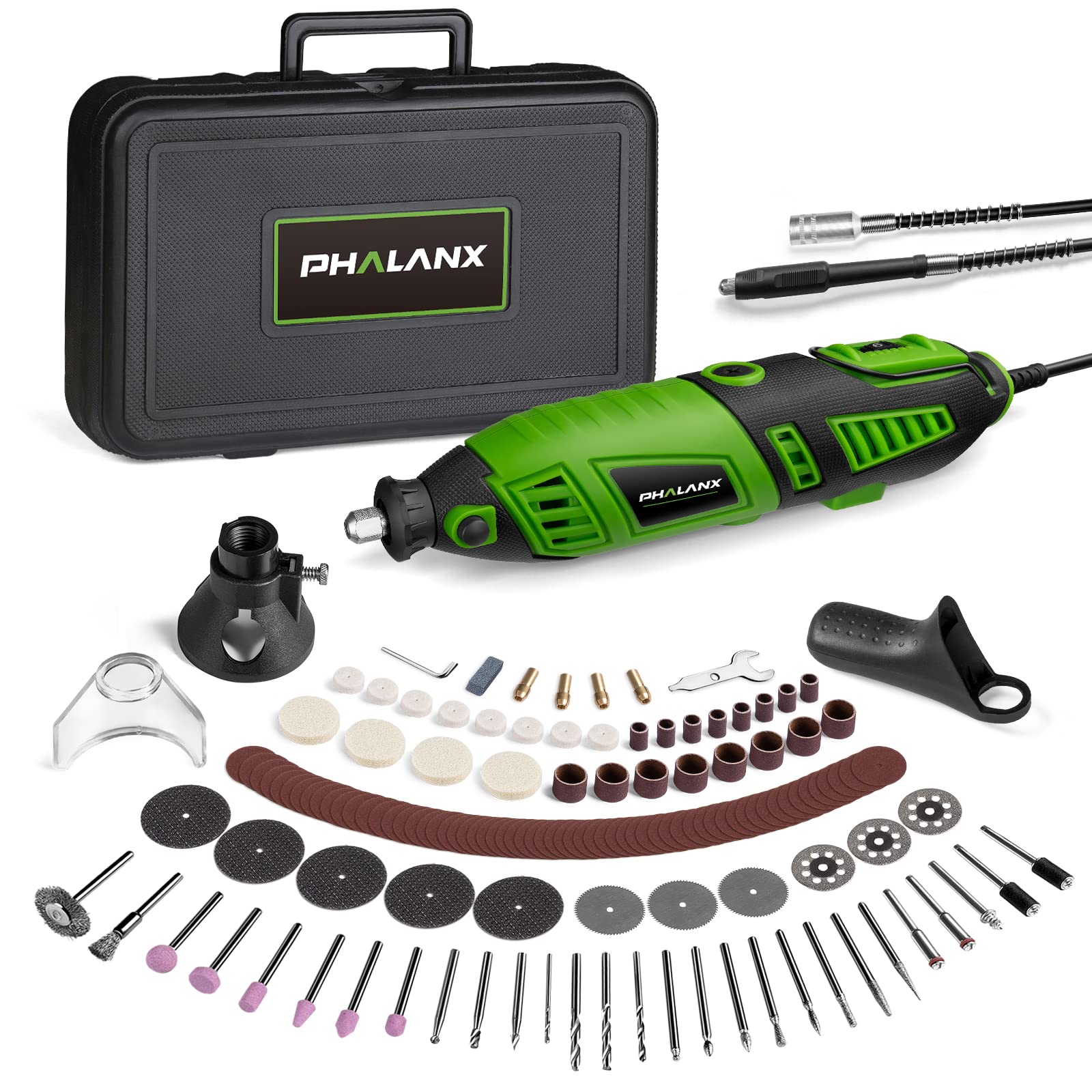 180W Rotary Tool Kit, 1.5-Amp PHALANX 6 Variable Speed with Flex Shaft, 8000-32000RPM Multi-Tool& 139pcs Accessories Kit, Power Multiuse Set Prefect for Crafting Projects and DIY Creations…