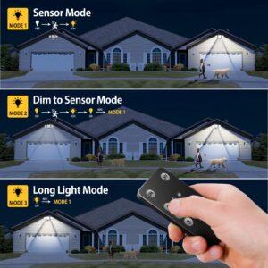 Tuffenough Solar Lights Outdoor with Motion Sensor 3000LM LED Security Lights with Remote,3 Heads Adjustable Solar Powered IP65 Waterproof Flood Wall Lights for Garage Yard