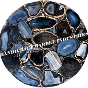 Dark Agate Stone Round 18" x 18" Inch Side & Corner Table Top, Dark Agate Stone Round Coffee & Centre Table Top, Dark Agate Stone Geode Table Top, Piece Of Conversation, Family Heir Loom