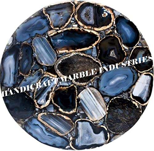 Dark Agate Stone Round 18" x 18" Inch Side & Corner Table Top, Dark Agate Stone Round Coffee & Centre Table Top, Dark Agate Stone Geode Table Top, Piece Of Conversation, Family Heir Loom