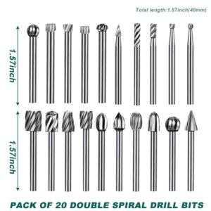 Liphontcta 20pcs Rotary Tool Wood Carving Bits Set,1/8 Inch(3mm) Garden Sculpture Outdoor Decoration