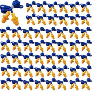 gxxmei 100 pairs corded ear plugs reusable silicone earplugs with string banded ear plug sleep noise cancelling for hearing protection