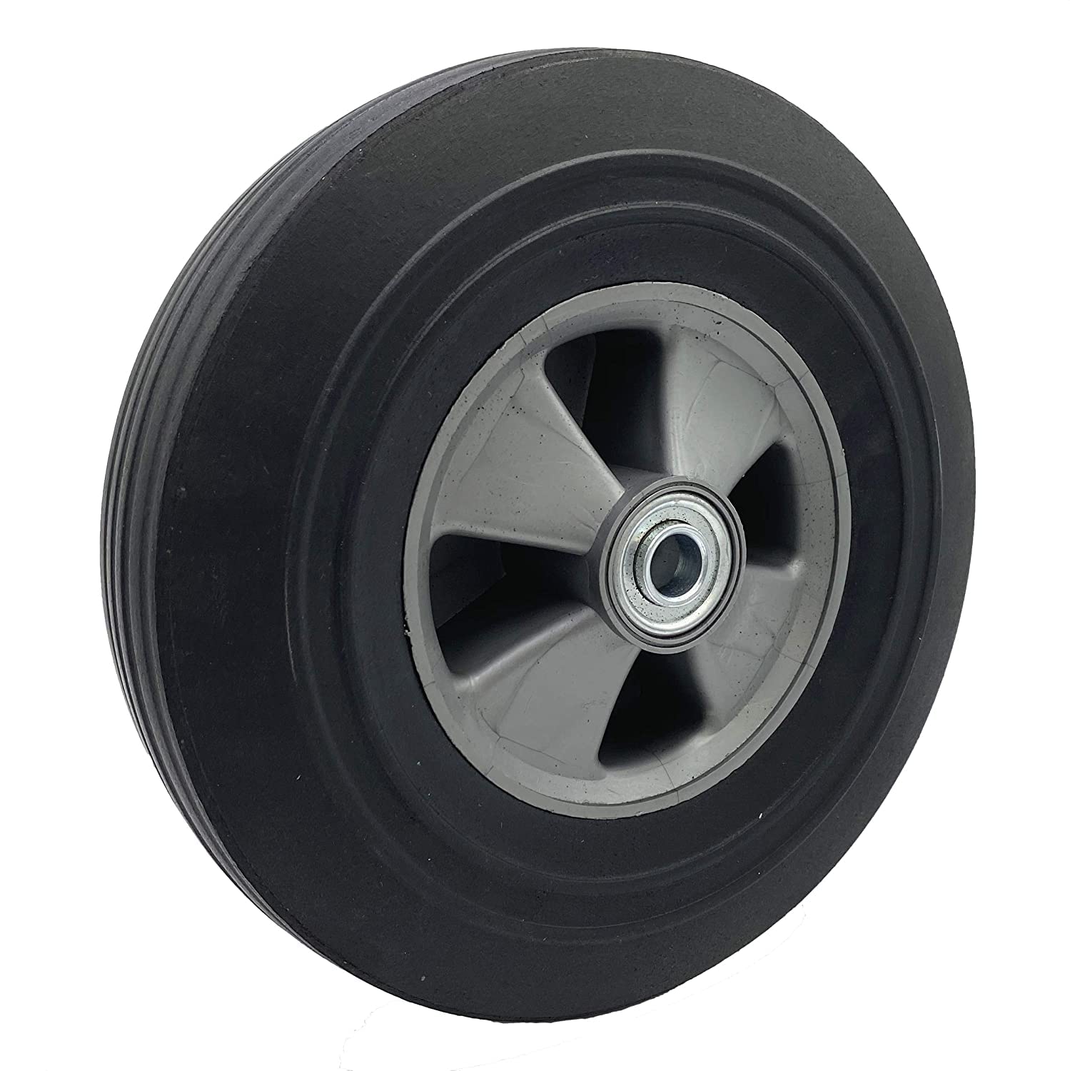 Rocky Mountain Goods Solid Rubber Hand Truck Wheel 10"- 5/8” axle Size - Flat Free Solid Rubber Replacement tire for Hand Truck, cart, Power Washer, Dolly, Compressor - 660 lbs. Load (10”) (2)