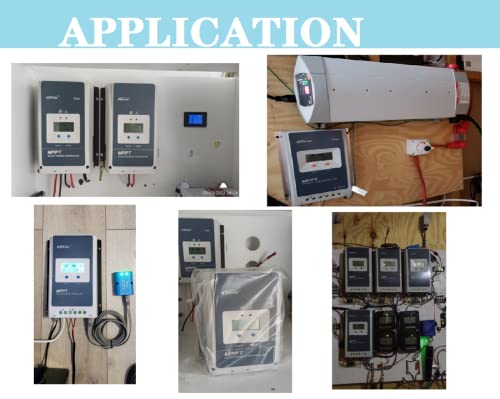 MPPT Charge Controller 60A Solar Charger Controller + Remote Meter MT50 + RTS 48V/36V/24V/12V Auto with Backlight LCD Display Solar Controller for Solar Power Battery Charging Regulator System