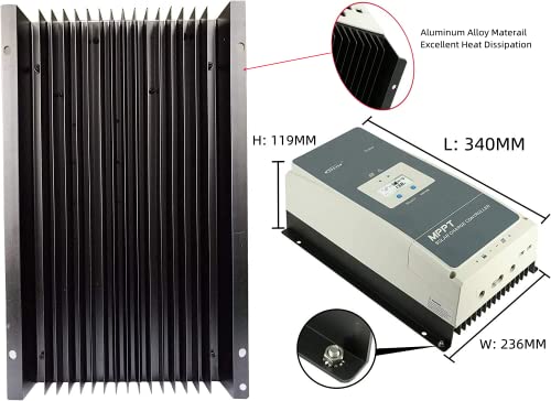 MPPT Charge Controller 60A Solar Charger Controller + Remote Meter MT50 + RTS 48V/36V/24V/12V Auto with Backlight LCD Display Solar Controller for Solar Power Battery Charging Regulator System