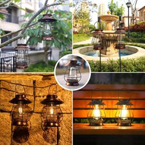 2PACK Solar Outdoor Lights Hanging Garden Decor Solar Lanterns Outdoor Waterproof LED Lights Retro Design for Passage Courtyard，Lawn, Patio Decoration