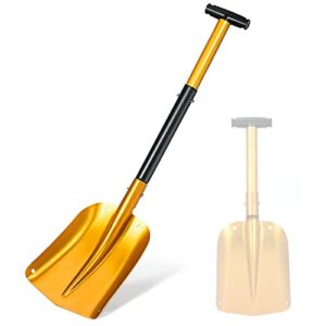 goplus snow shovel for car, 22”-32.5” collapsible portable emergency snow removal tool for driveway snowmobile trunk, lightweight aluminum