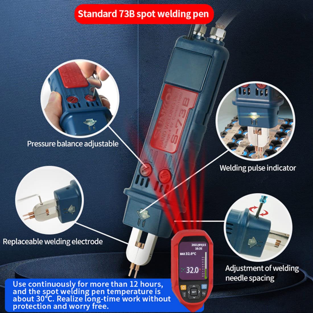 ZWJABYY Industrial Energy Storage Battery Welding Machine,801D Battery Spot Welder,12Kw Pulse Spot Welder,Mini Portable Precision Battery Welding Equipment 110V-220V