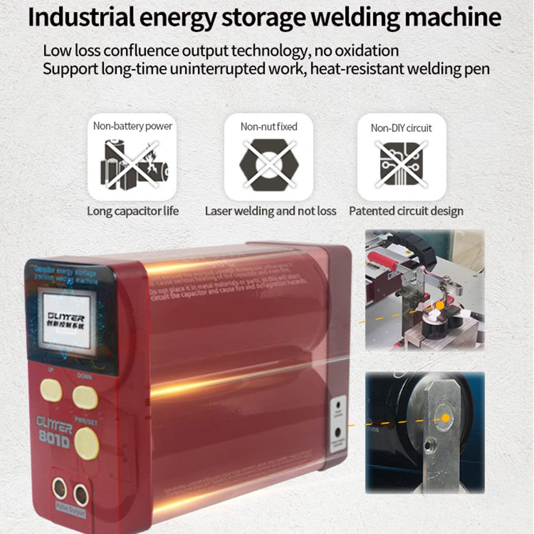 ZWJABYY Industrial Energy Storage Battery Welding Machine,801D Battery Spot Welder,12Kw Pulse Spot Welder,Mini Portable Precision Battery Welding Equipment 110V-220V