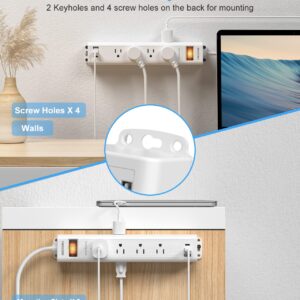 Surge Protector Power Strip with USB C, 12 Outlets and 3 USB Ports, 6 Ft Long Extension Cord(1875W), Flat Plug, Wall Mount with Overload Protection for Home, Office, 1080 Joules, ETL Listed, White