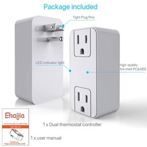 Ehaijia Thermostatically Controlled Dual Outlet, Cold Weather Thermo Plug,Automatic Switch On Below 32°F&Off Over 50°F,Free from Turn Heater On by Yourself in Freezing Weather,Save Energy and Effort