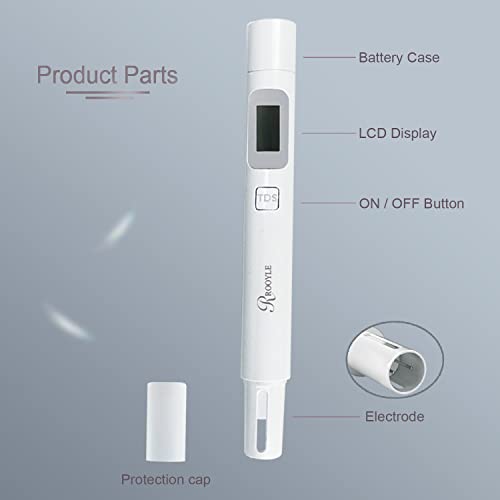 ROOYLE Water Quality Tester, Accurate and Reliable TDS Meter for Home and Office Drinking Water, Tap Water Purity Testing, Water Quality Pen Tester.