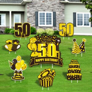 50th birthday yard sign large black gold 50th birthday decorations 50 happy birthday yard signs with stakes outdoor lawn sign for birthday supplies of 50 year-old