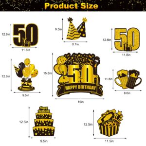 50th Birthday Yard Sign Large Black Gold 50th Birthday Decorations 50 Happy Birthday Yard Signs with Stakes Outdoor Lawn Sign for Birthday Supplies of 50 year-old