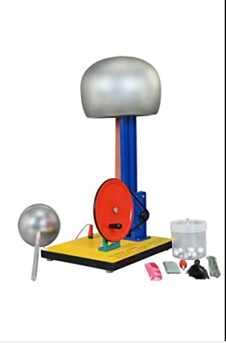 Hand Crank Van De Graaff Generator, 9.8" Sphere - Up to 100,000 Volts Includes Assembled Base a Discharge Wand and Grounding Wire 24" Tall