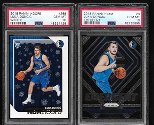 PSA 10 2018 LUKA DONCIC 2 CARD ROOKIE LOT PANINI HOOPS & EMERGENT GRADED PSA GEM MINT10 NBA SUPERSTAR PLAYER